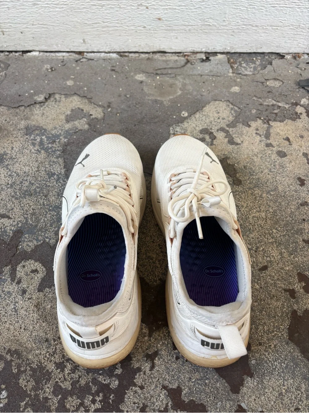 Puma White Athletic Sneakers with Tan Accents